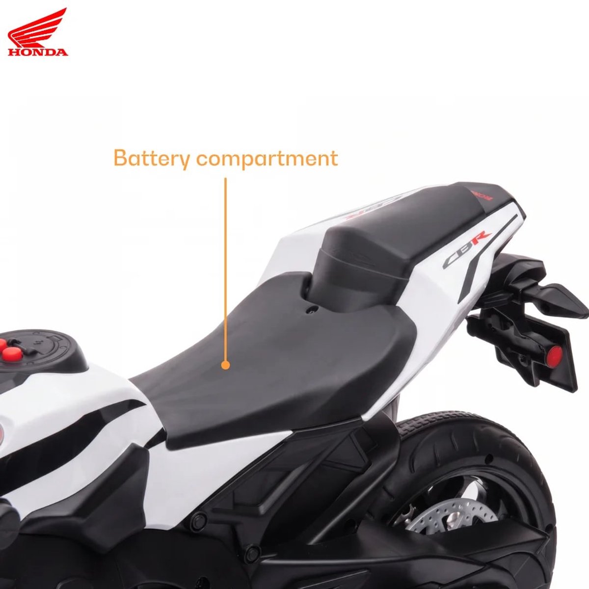 Honda CBR 1000RR Full Option Elektrische Kindermotor 2 tot 5 jaar – Officieel Gelicentieerde Motor met LED-Koplamp & Claxon – Li-ion Kindermotor met Verwijderbare Zijwieltjes & Realistische Geluiden – Wit — afbeelding 8