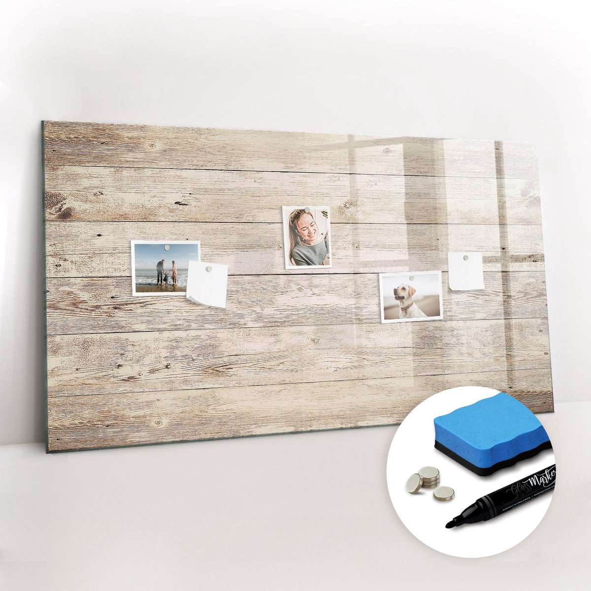 Tulup Whitebord - Houten vloerpanelen - 120 x 60 cm - Bruin Magneetbord Muur - Gratis 5 Sterke Magneten + Whiteboard Marker & Wisser - Moderne Wanddecoratie - Memo Magneetbord - Notitiebord Werkplek