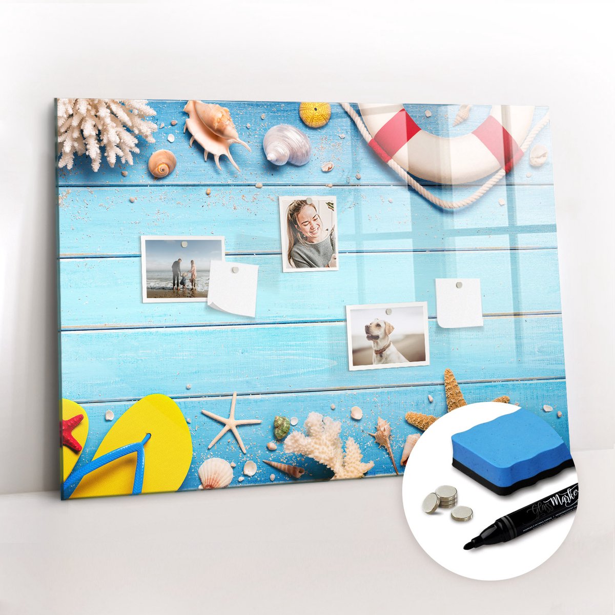 Tulup Whitebord - Strandgadgets - 100 x 70 cm - Veelkleurig Magnet Board - Gratis 5 Sterke Magneten + Whiteboard Marker & Wisser - Interieur Accessoires Kantoor - Magneetbord Design - Planning Muur
