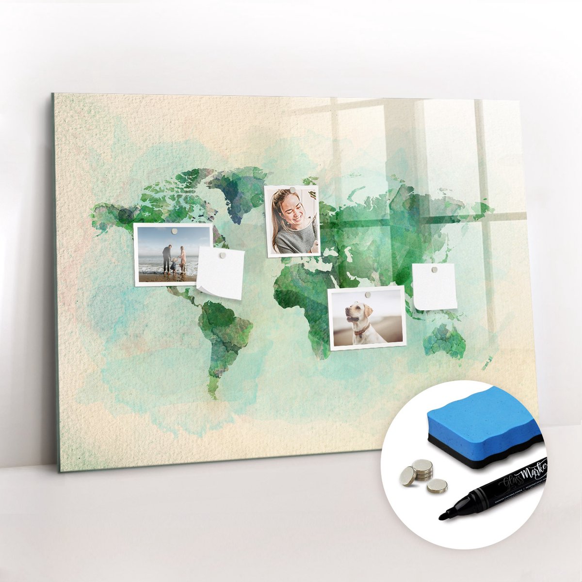 Tulup Whitebord - Een delicate wereldkaart - 100 x 70 cm - Groente Magneetbord Muur - Gratis 5 Sterke Magneten + Whiteboard Marker & Wisser - Industrieel Wandbord - Memobord Magnetisch - Ideeënbord Thuiswerkplek