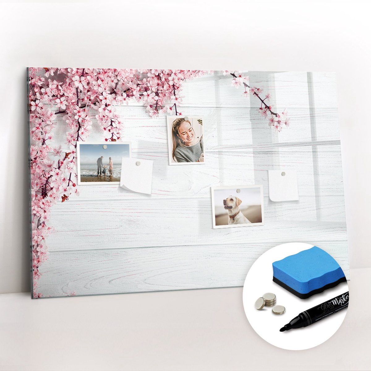 Tulup Whitebord - Lentebloemen - 90 x 60 cm - Veelkleurig Magnetisch Bord - Gratis 5 Sterke Magneten + Whiteboard Marker & Wisser - Minimalistisch Prikbord - Memo Magneetbord - Planning Muur