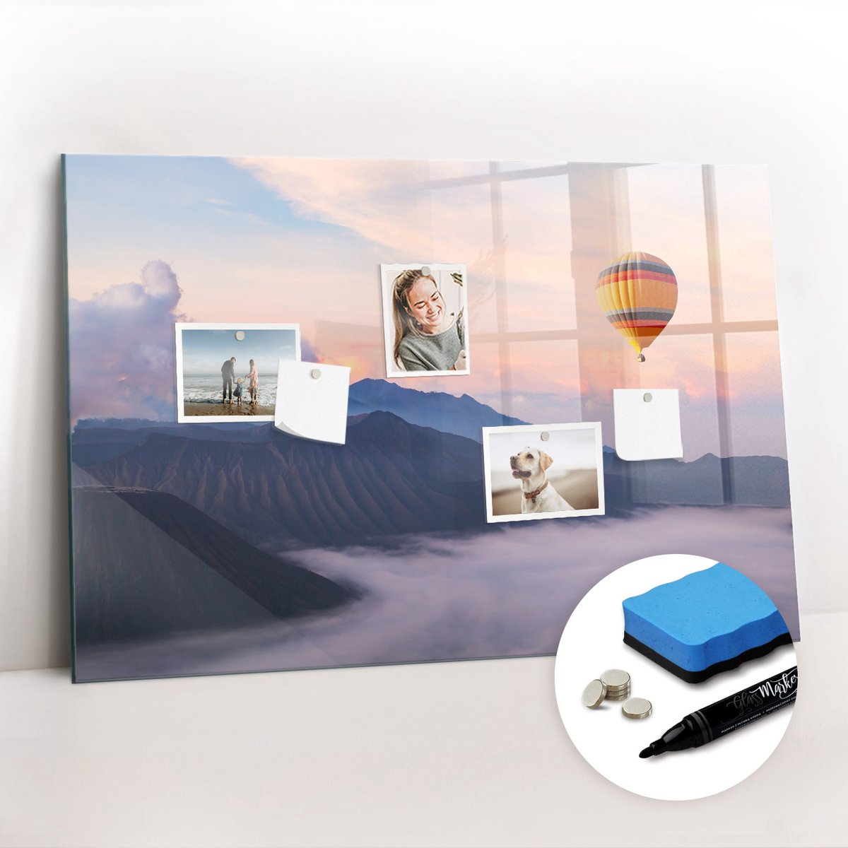 Tulup Whitebord - Prachtig landschap - 90 x 60 cm - Veelkleurig Magnetisch Bord - Gratis 5 Sterke Magneten + Whiteboard Marker & Wisser - Design Memobord - Memo Magneetbord - Productiviteit Tools