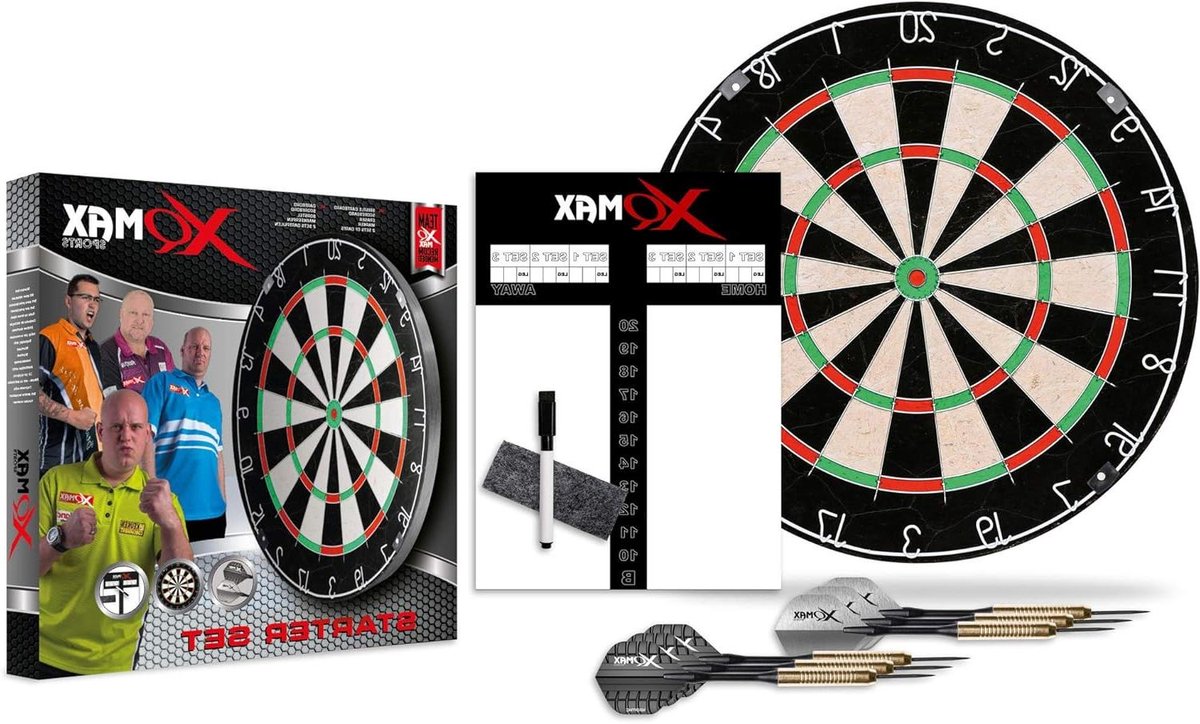 Dartbord Starterset - Darts Set - Wedstrijd Darten - Sisal Met Ronde Draad - One Size - Multicolor