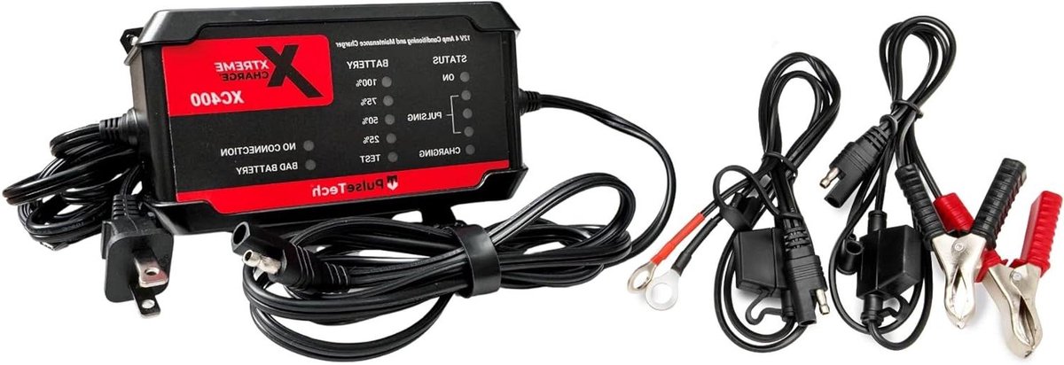 Slimme Batterijlader - Druppellader Onderhoudslader - Accu Onderhoud - Test Laad Conditioneer - 18 x 9 x 5 cm - Zwart