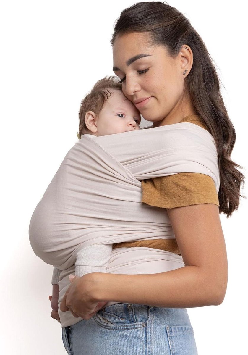 Draagdoek Baby - Babywikkel Draagzak - Baby Dichtbij Dragen - Eenvoudig Knoopbaar - Tot 15 kg - Naturel