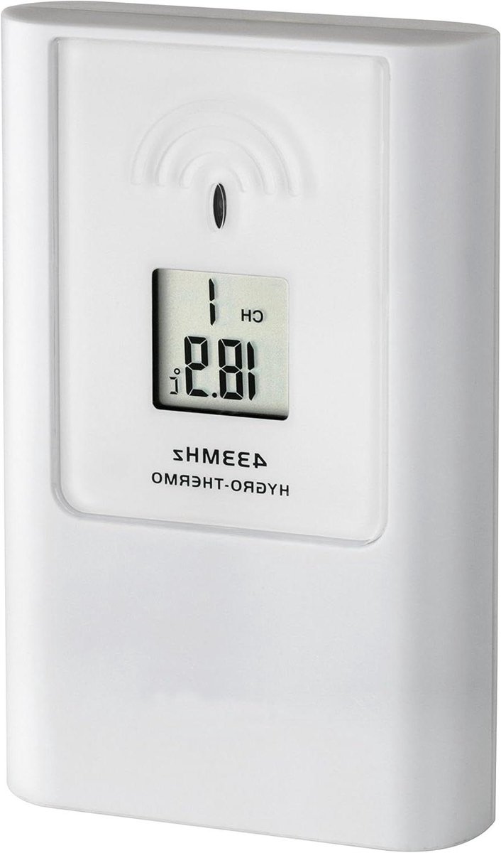 Thermo-hygrometer Zender - Buitensensor Temperatuur Vochtigheid - Buiten Klimaat Meten - Draadloze Overdracht - 50 m bereik - Wit
