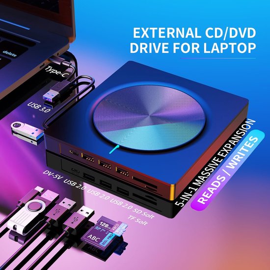 Externe DVD CD Drive - USB Brander - Bestanden Archiveren - Plug and Play — afbeelding 3