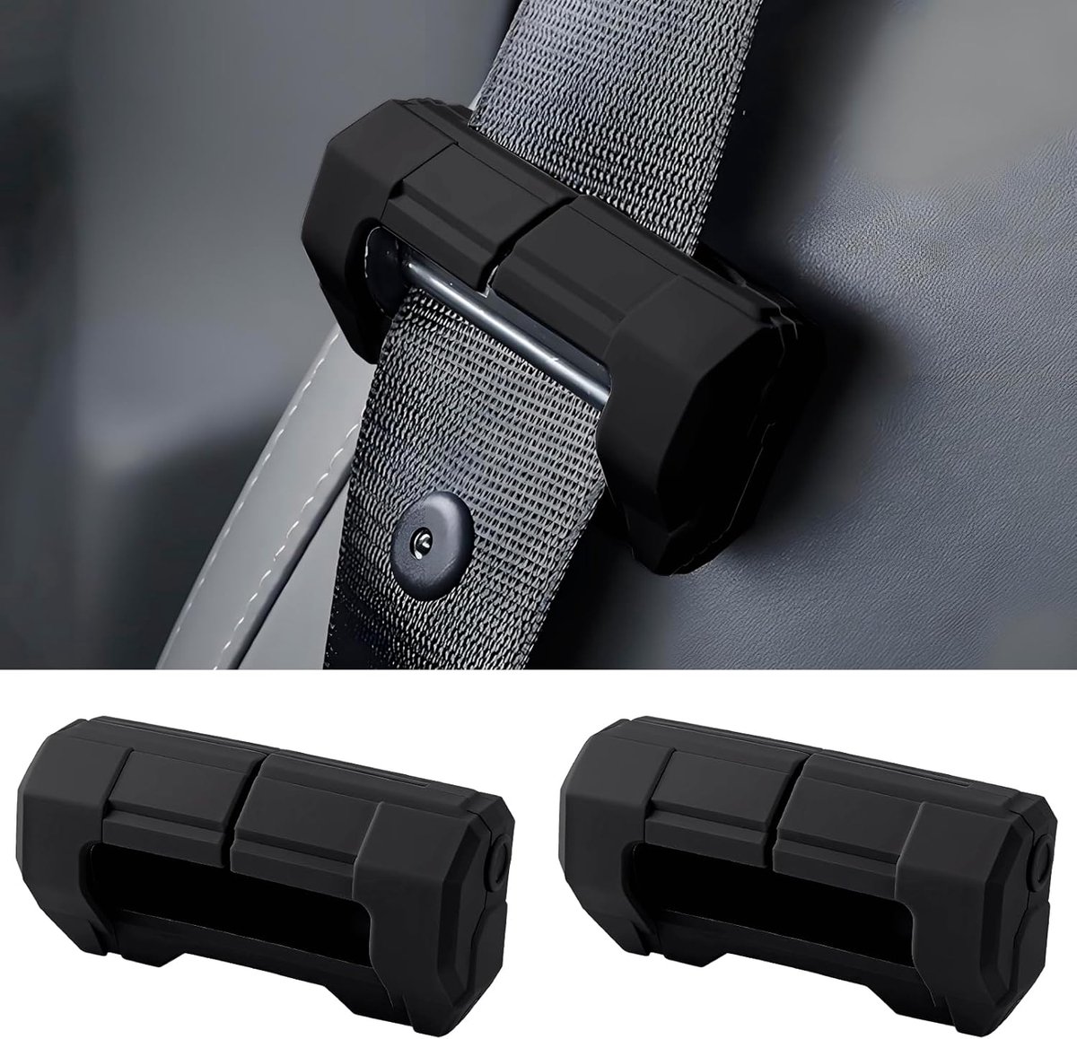 2 stuks autoveiligheidsgordel-gespafdekkingen, krasbestendige siliconen veiligheidsgordelclips voor auto, bestelwagen, vrachtwagen en SUV, robuuste beschermhoes tegen slijtage, siliconen hoes voor