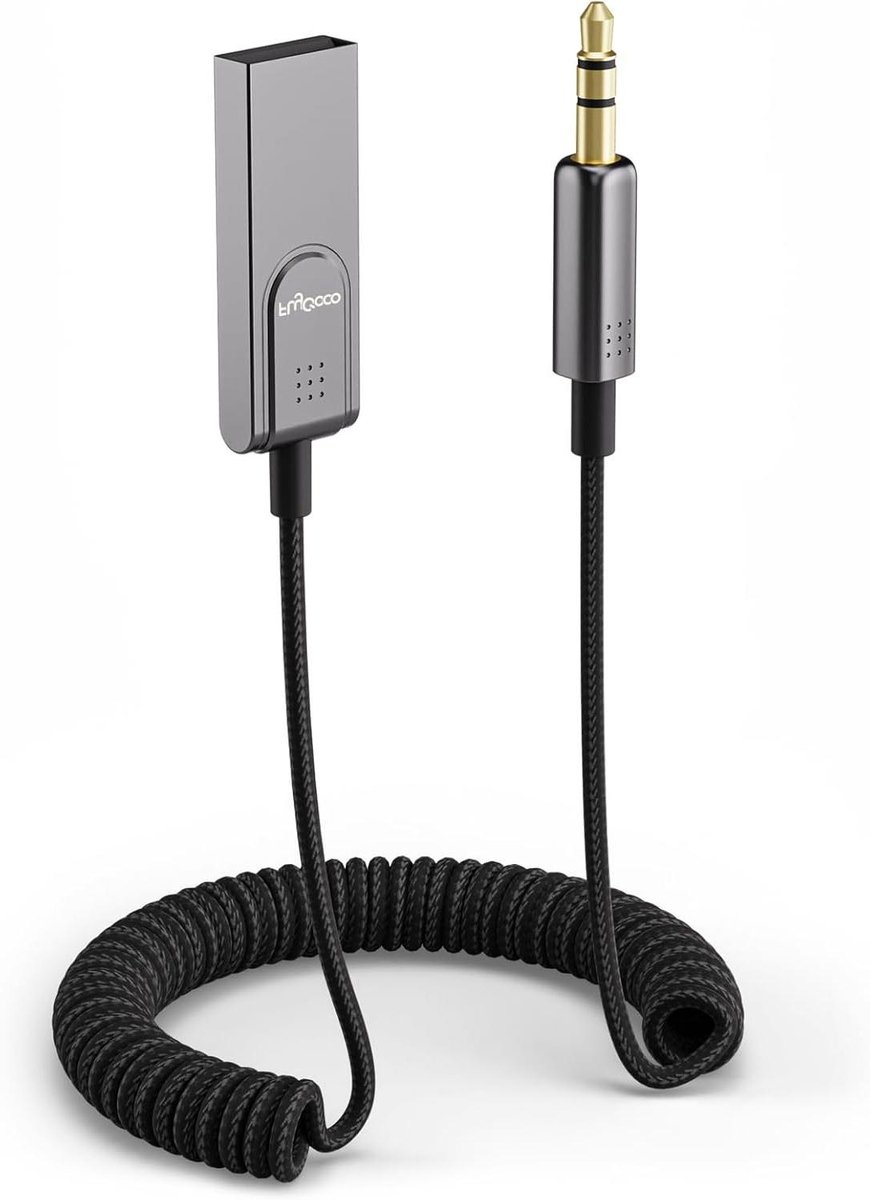Bluetooth Aux Adapter - Muziek Ontvanger - Auto Muziek Streamen - Bluetooth 5.3 - 10m Bereik - Zwart