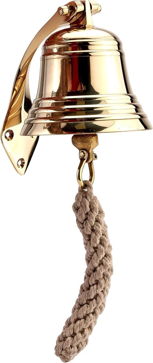 Scheepsbel Messing - Scheepsbel Goud - Decoratie Huis - Zware Uitvoering - 10 cm Diameter - Goud