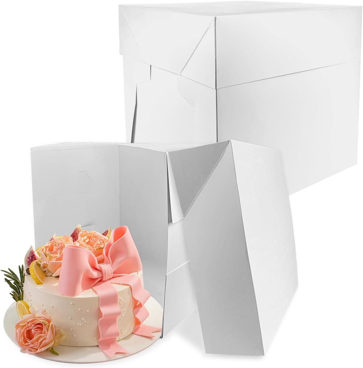 Taartdozen Set - Taartvervoer Dozen - Taarten Presenteren - Met Taartonderlegger - 30 x 30 x 30 cm - Wit