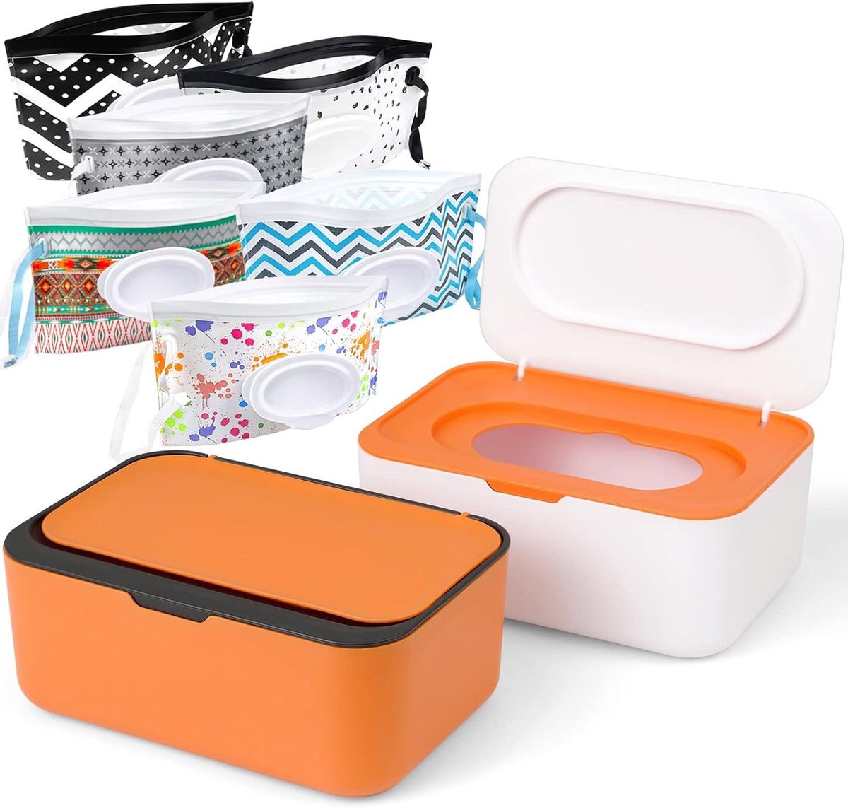 Babydoekjes Dispenser Set - Wipes Houder Pouch - Hygiënisch Onderweg - Herbruikbaar en Navulbaar - 100 Doekjes Capaciteit