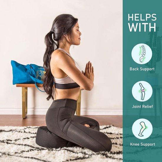 Yoga Meditatie Kussen - Ronde Bolster - Diepere Meditatie - Gevuld met Boekweitdoppen - 41 x 41 cm - Blauw — afbeelding 4