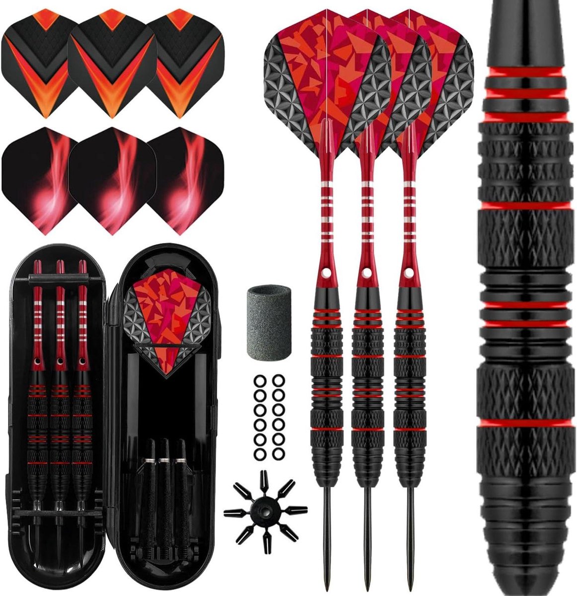 Stalen Tip Darts - Professionele Darts - Dartspellen Spelen - Precisie Gefreesde Vaten - 3 Stuks - Rood
