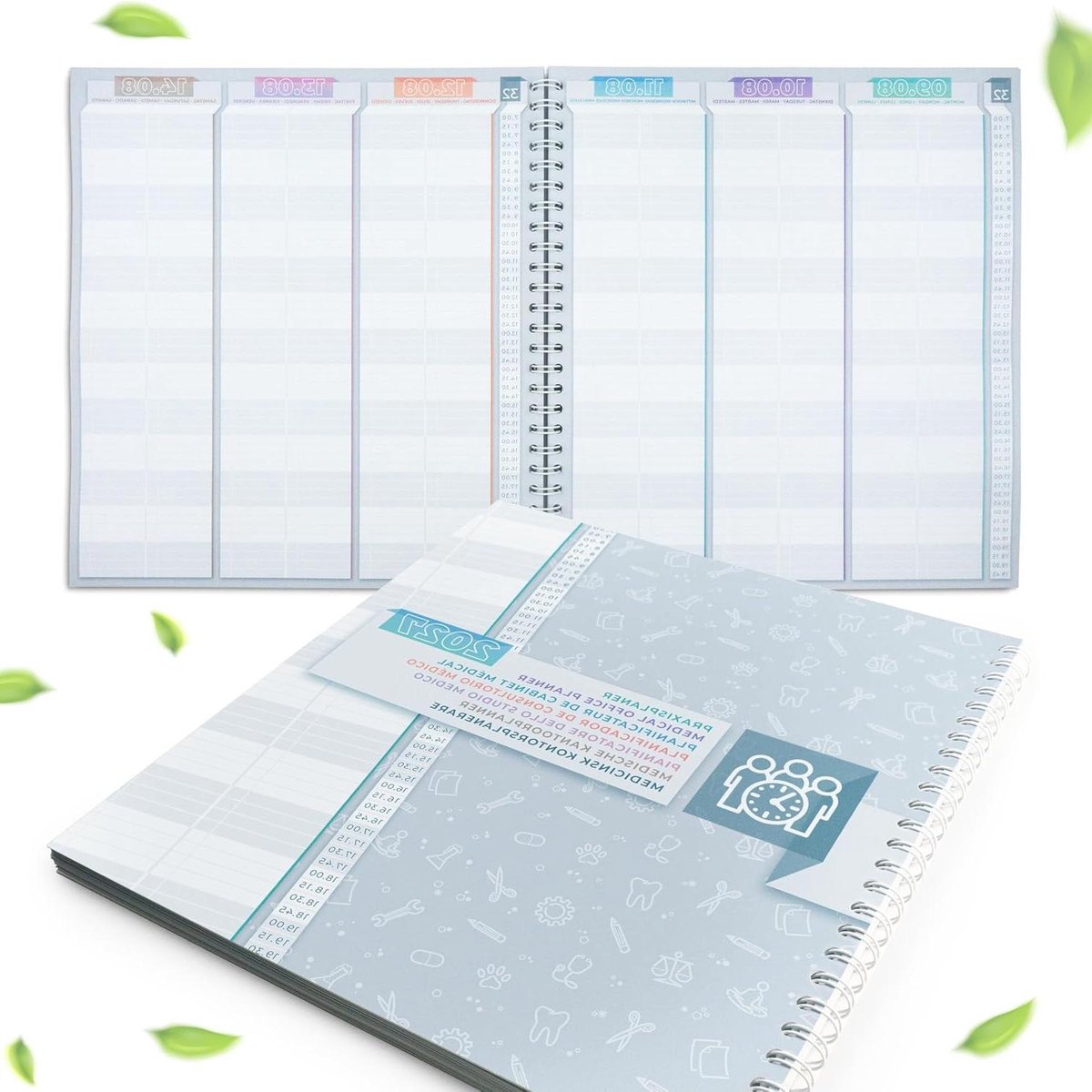 Praktijkplanner 2027 - Doktersagenda Afsprakenboek - Afspraken Plannen - 15-Minuten Indeling - 33x30 cm - Design