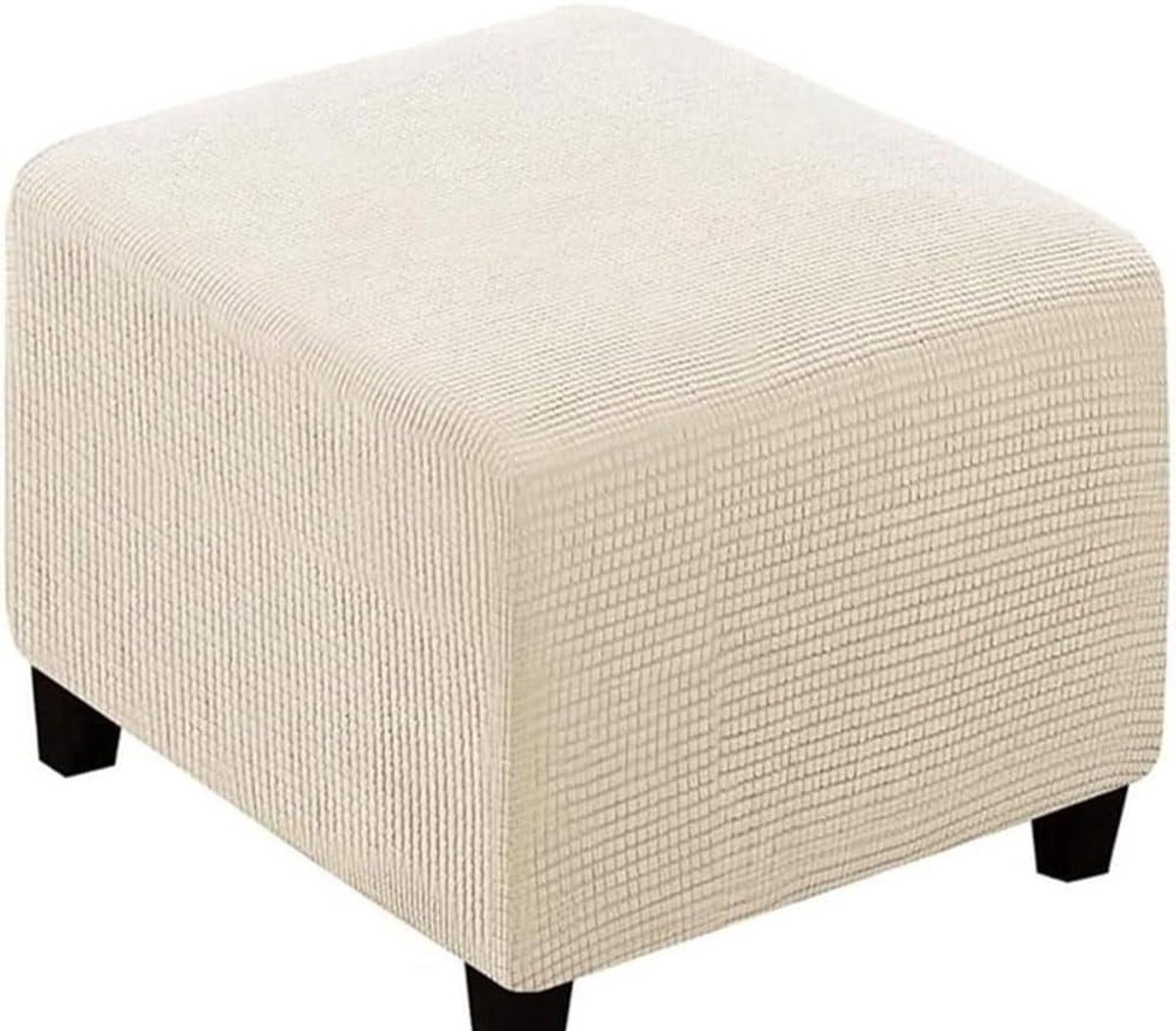 Voetenbank Hoes - Poef Beschermer - Meubels Beschermen - Hoge Stretch Corduroy - 70x70 cm - Beige