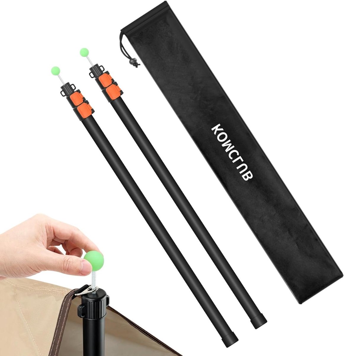 Telescopische Tentstokken - Verstelbare Steunstokken - Kamperen en Outdoor - Snap-Set Systeem - 75-247 cm - Oranje
