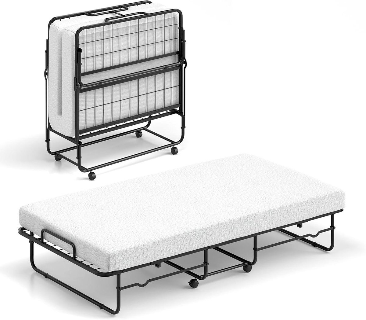 Vouwbed met Matras - Gastenbed Klapbed - Comfortabel Slapen - Compact Opvouwbaar - 90x190 cm - Zwart