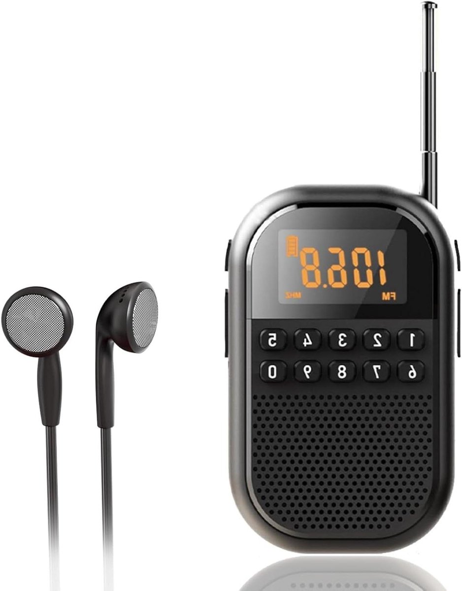 Draagbare Radio - Mini Radio - Muziek Luisteren - Bluetooth Connectie - 5.6 x 9.1 x 2.4 cm - Zwart