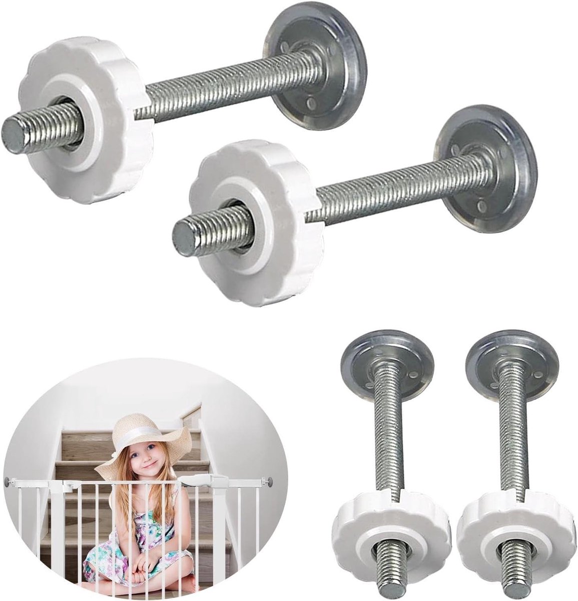 Babyhek Spindelstangen - Hek Accessoires - Veiligheid Thuis - Druk Gemonteerd - 4 Stuks 10mm - Wit