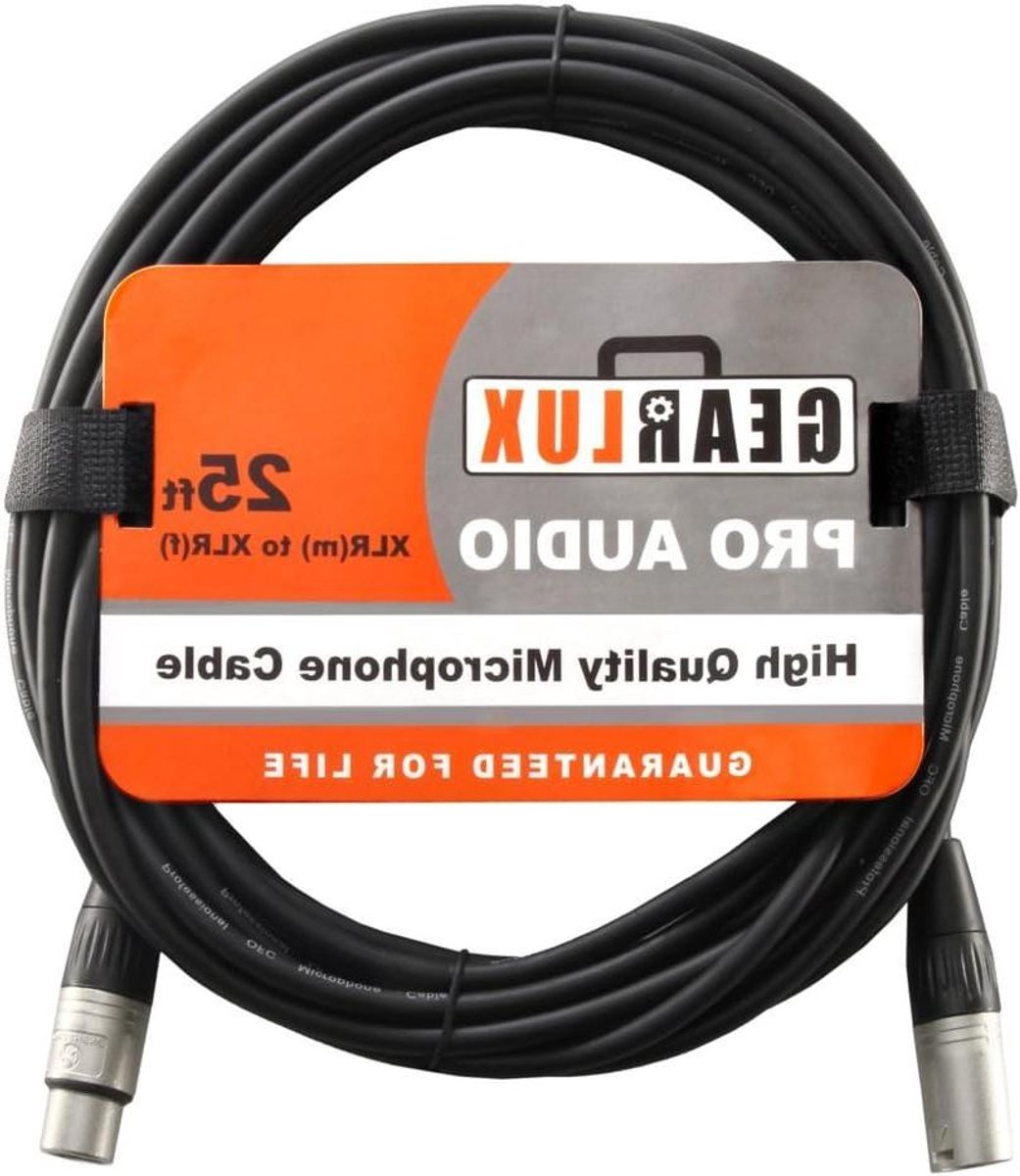 XLR Microfoon Kabel - Microfoonkabel Balans - Muziek Opnemen - Zuurstofvrij Koper - 25 voet - Zwart