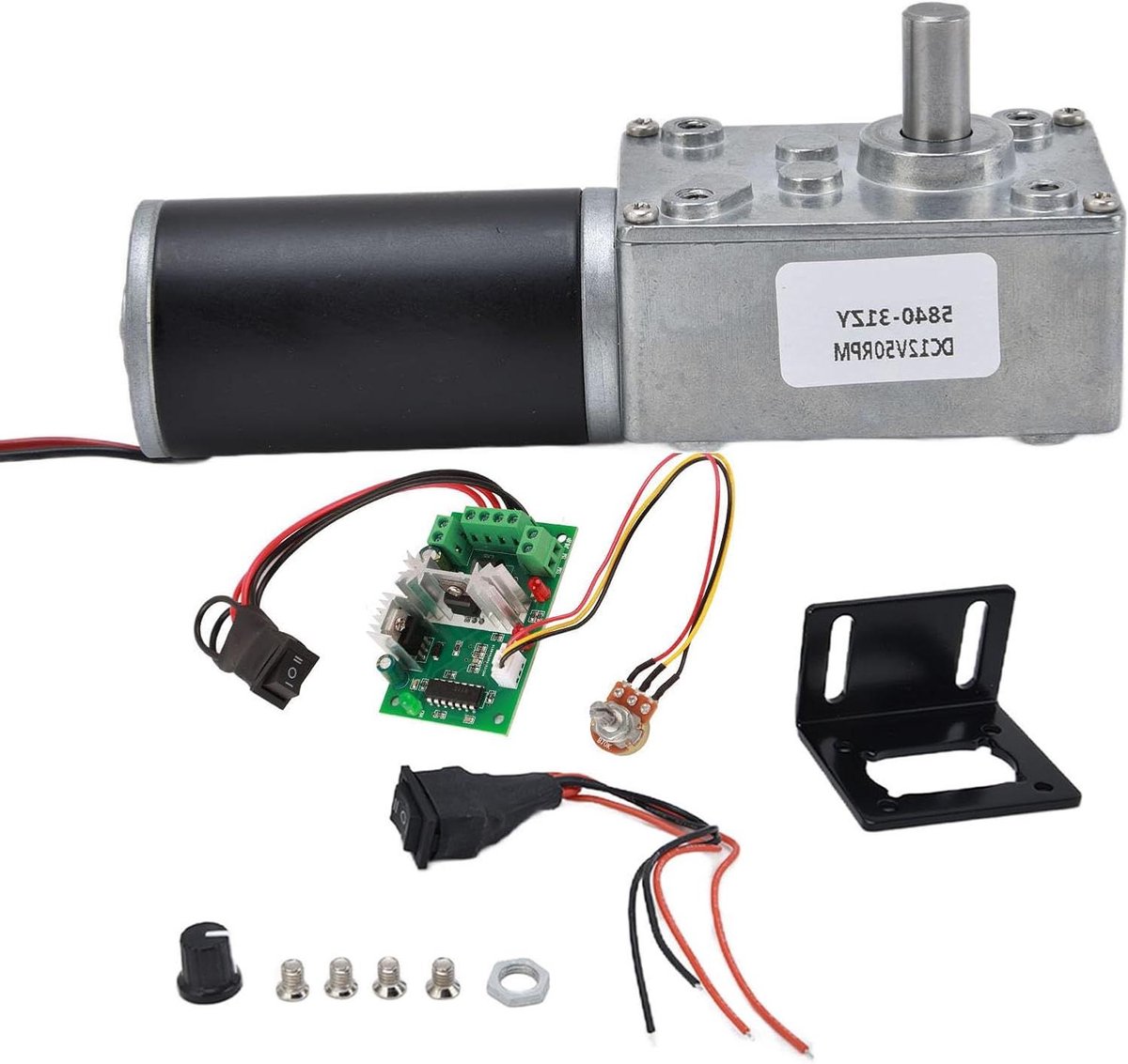 Reductiemotor met driver - Snelheidsregelaar motor - Apparaten aansturen - Sterke torsie - 8mm as - Metaal