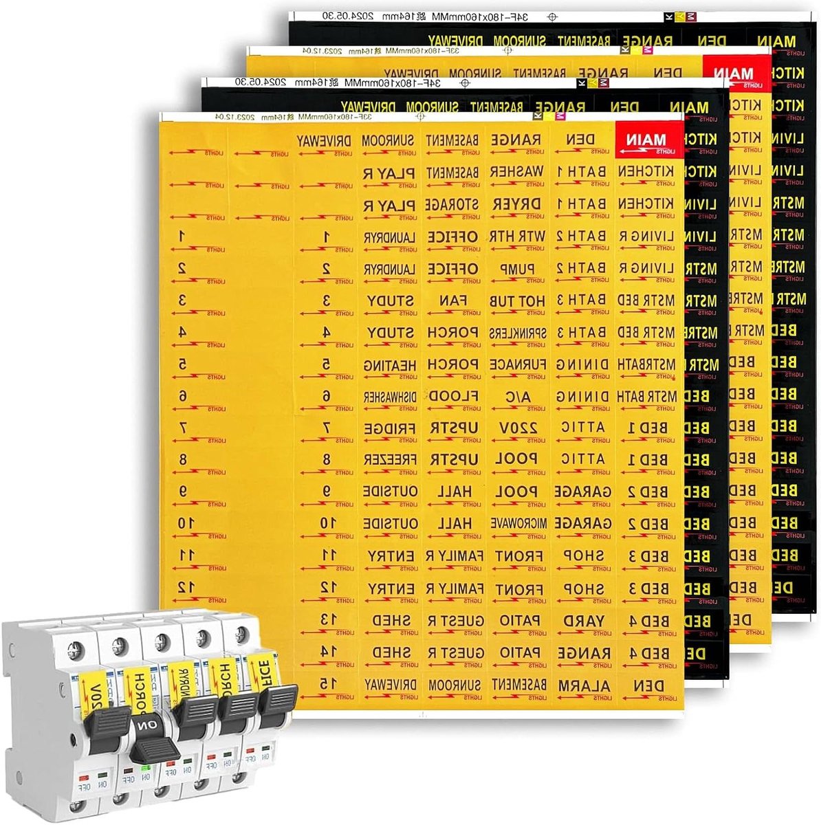 Groepenkast Stickers - Label Strips - Veiligheid Markeren - Zelfklevend Vinyl - 4 Stuks - Geel Zwart