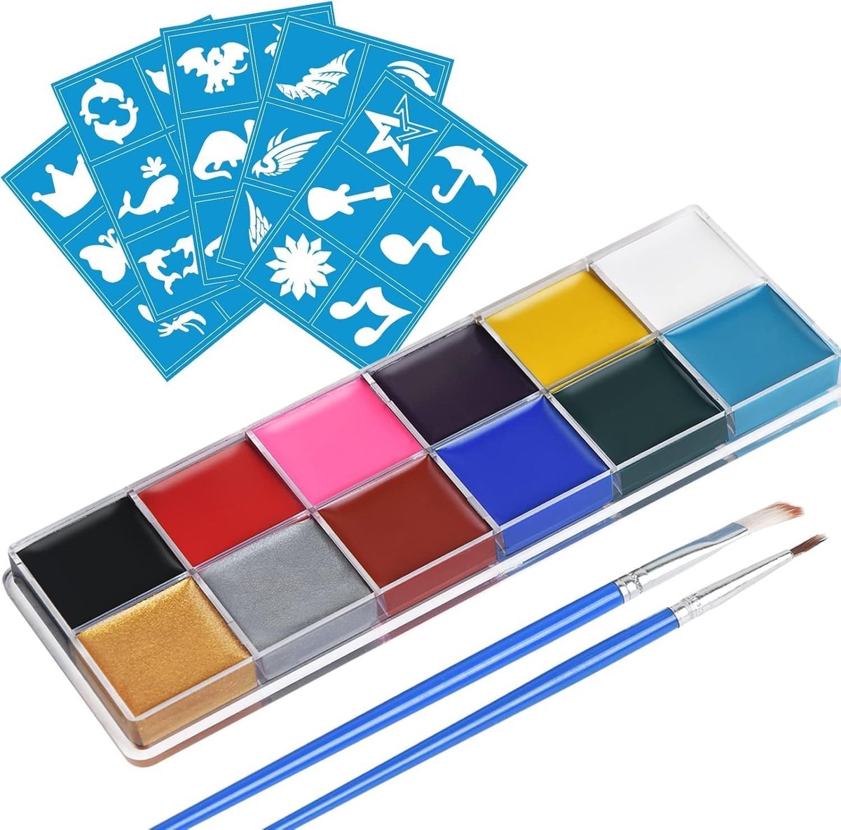 Complete Set van 12 Kleuren Gezichtsverf, Wasbare en Veilige Bodyverf voor Volwassenen en Kinderen, Perfect voor Halloween, Feesten en Carnaval Makeup