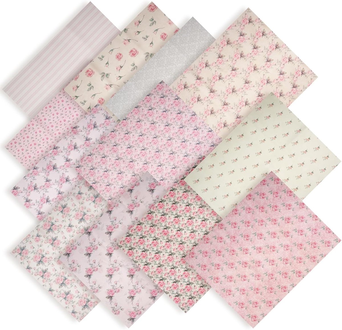 Stof bedrukt patchwork stoffen retro bloemen quilten patchwork vierkanten voor naaien quilten knutselen (roze bloem, 12 stuks 18 x 22 inch)
