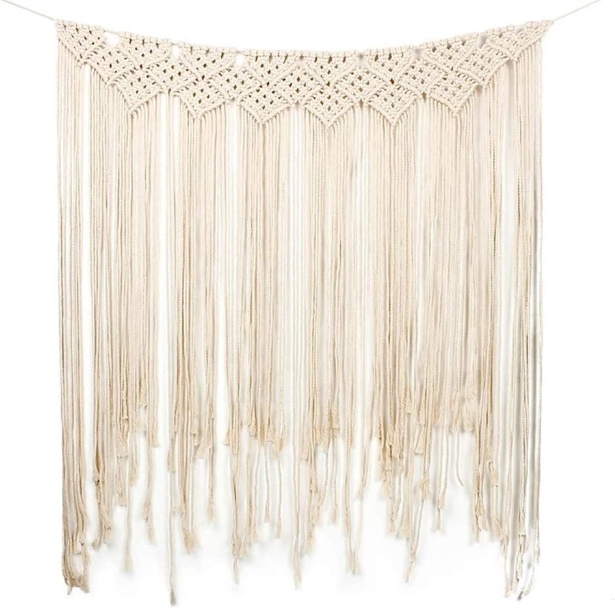 tarumedo Macramé wandbehang, decoratie, handgemaakt, katoen, geweven wandtapijt, Boheemse wanddecoratie, wandtapijt, deurgordijn voor woonkamer, slaapkamer, bruiloft, woning, decoratie, 115 x 100 cm