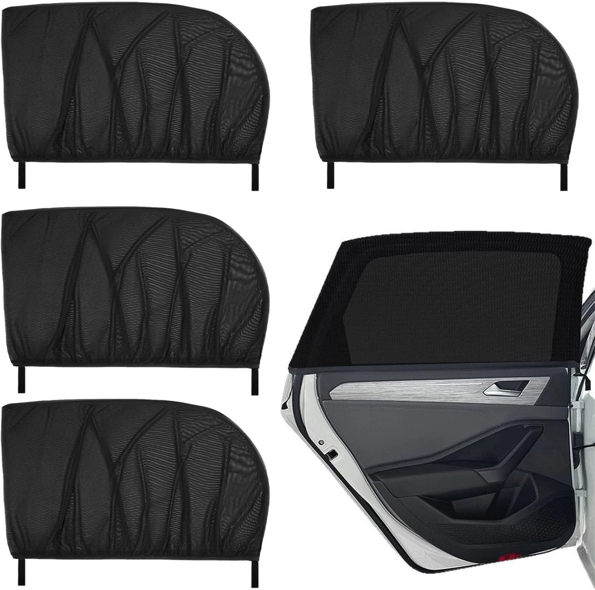 Zijruiten (Stretch Mesh Sleeve),Zonwerend & Privacybescherming,Ademend bij Open Raam,Geschikt voor de Meeste Auto’s