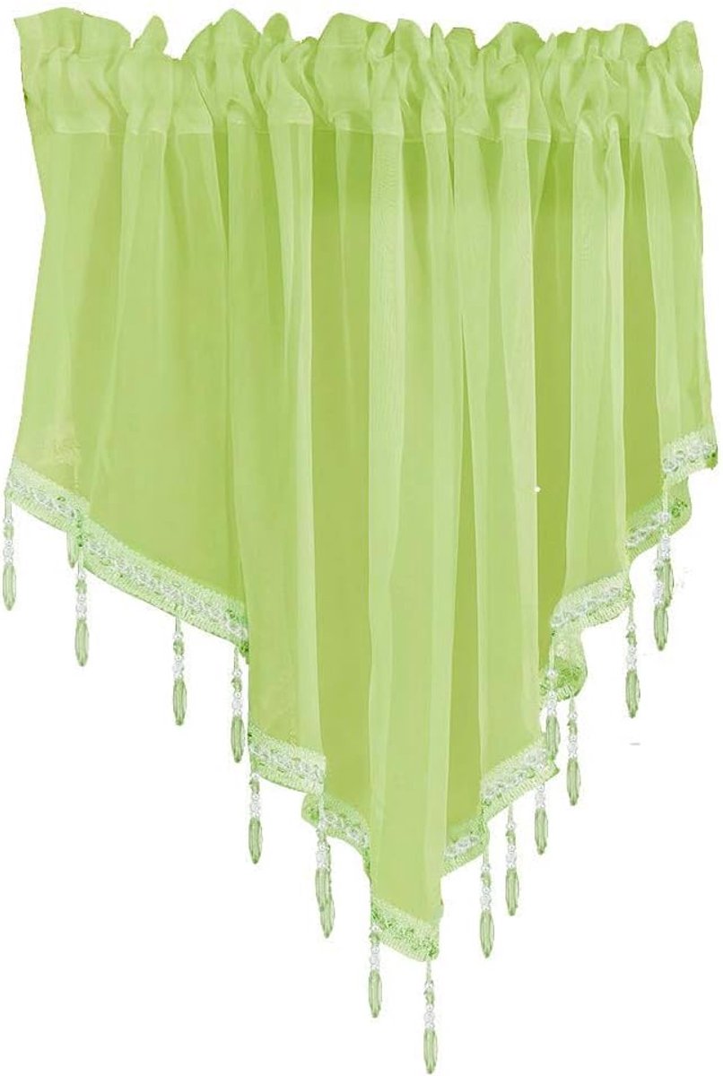 1 stuk driehoekig kort gordijn raamgordijnen gordijn kant vitrage kort gordijn volant-gordijn decoratie voor boerenkeuken, eetkamer, hoofddecoratie, fruitgroen