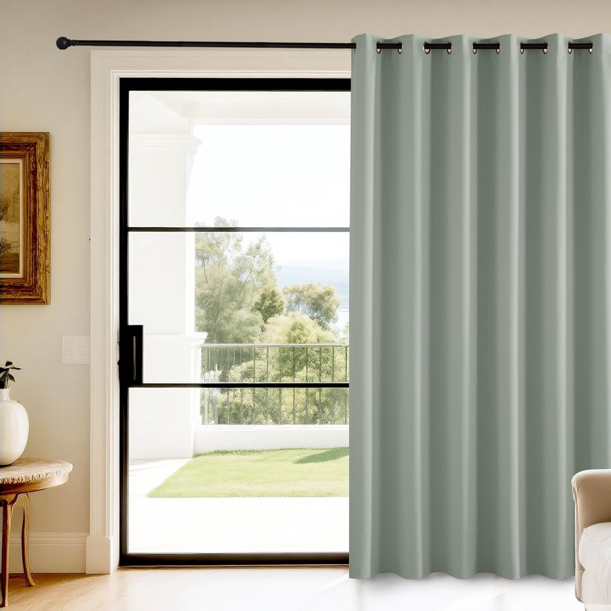 Gordijnen Kant en Klaar, Verduisterende Gordijnen, Warmte- en Koude-Isolerende Thermische, Geschikt voor Woonkamer, Slaapkamer met Ringen,200B x 210H cm (1 Panelen),Salingroen