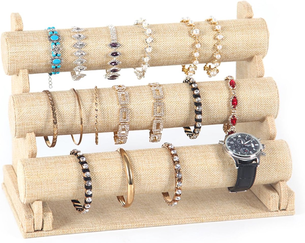 fluweel: afneembare 3-laagse armbandstandaard voor vrouwen en meisjes, sieradenhouder voor armbanden, halskettingen, sieradendisplay voor thuis of in de winkel