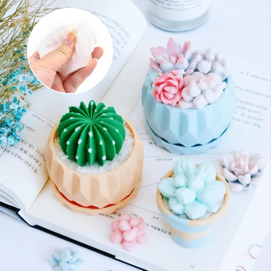 Pakket van 9 siliconen succulent mallen, ideaal voor kaarsen, taartdecoratie, hars, zeep, DIY-ambachten — afbeelding 2