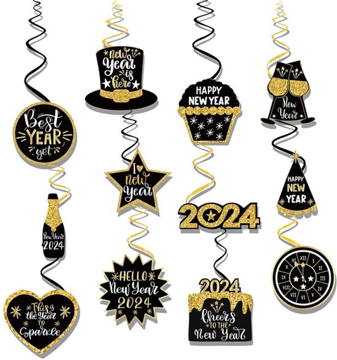 Dailygoody - Oudejaarsavond decoratieset - Feestelijke decoratie - 12