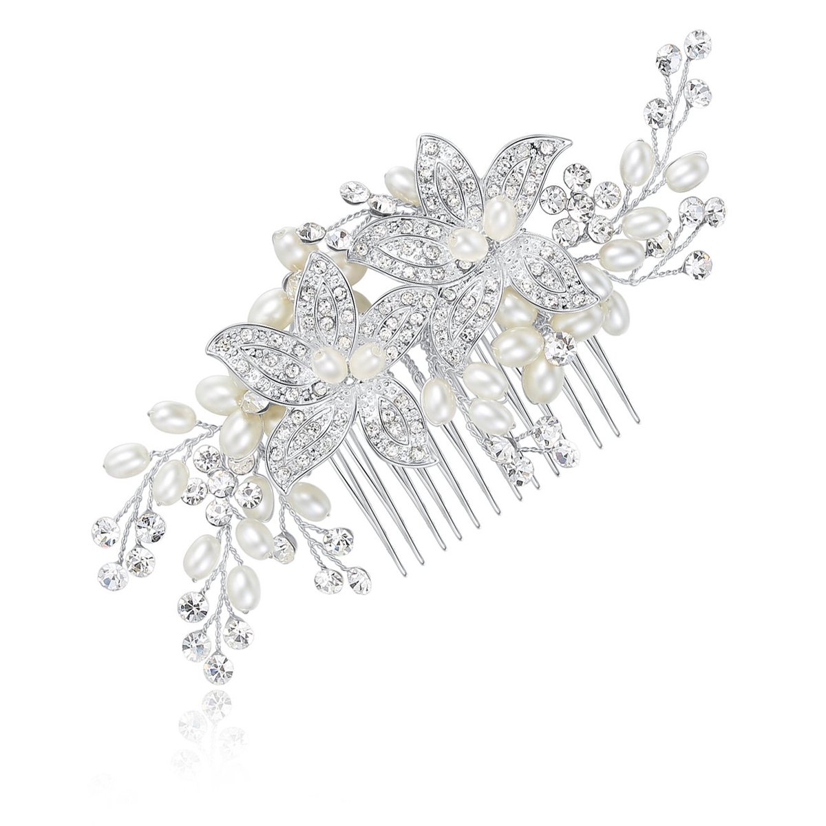 Haarkam voor bruiloft, kristal strass met imitatieparels haaraccessoires, herbruikbaar, One Size, milieuvriendelijke legering