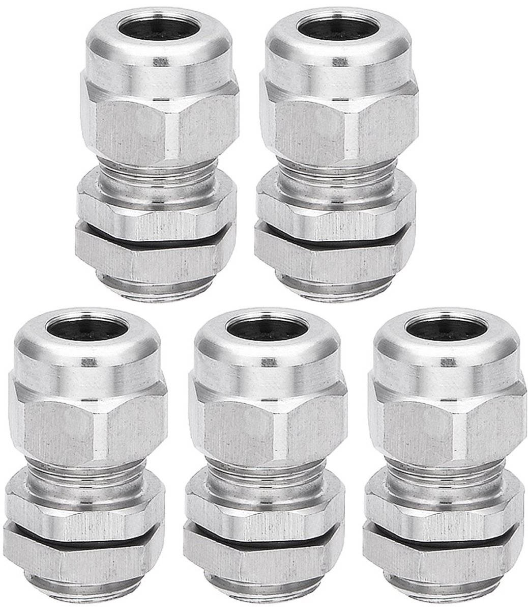 sourcingmap kabelwartel waterdicht roestvrij staal kabel klieren gewrichten verstelbare connector M12 (5pcs)