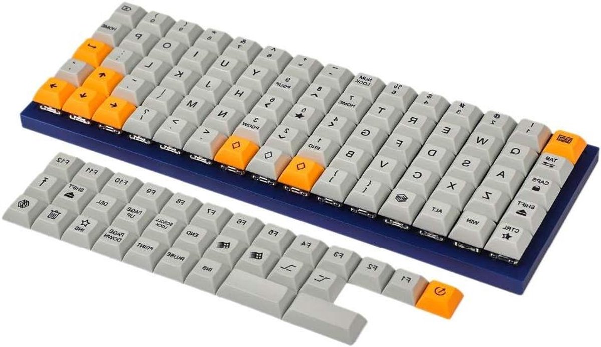 Keycaps Set - DSA PBT - Mechanisch Toetsenbord - Dye Sub Legends - 75 Keys - Grijs Oranje