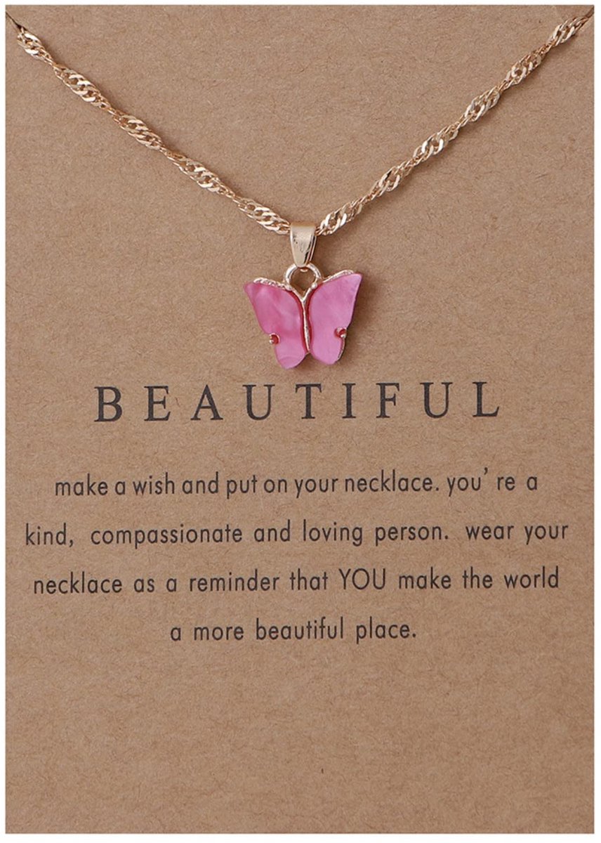 Ketting, verstelbare vlinderketting voor vrouwen en meisjes, kleurrijke vlindersieraden, cadeau voor verjaardag, Valentijnsdag, Moederdag