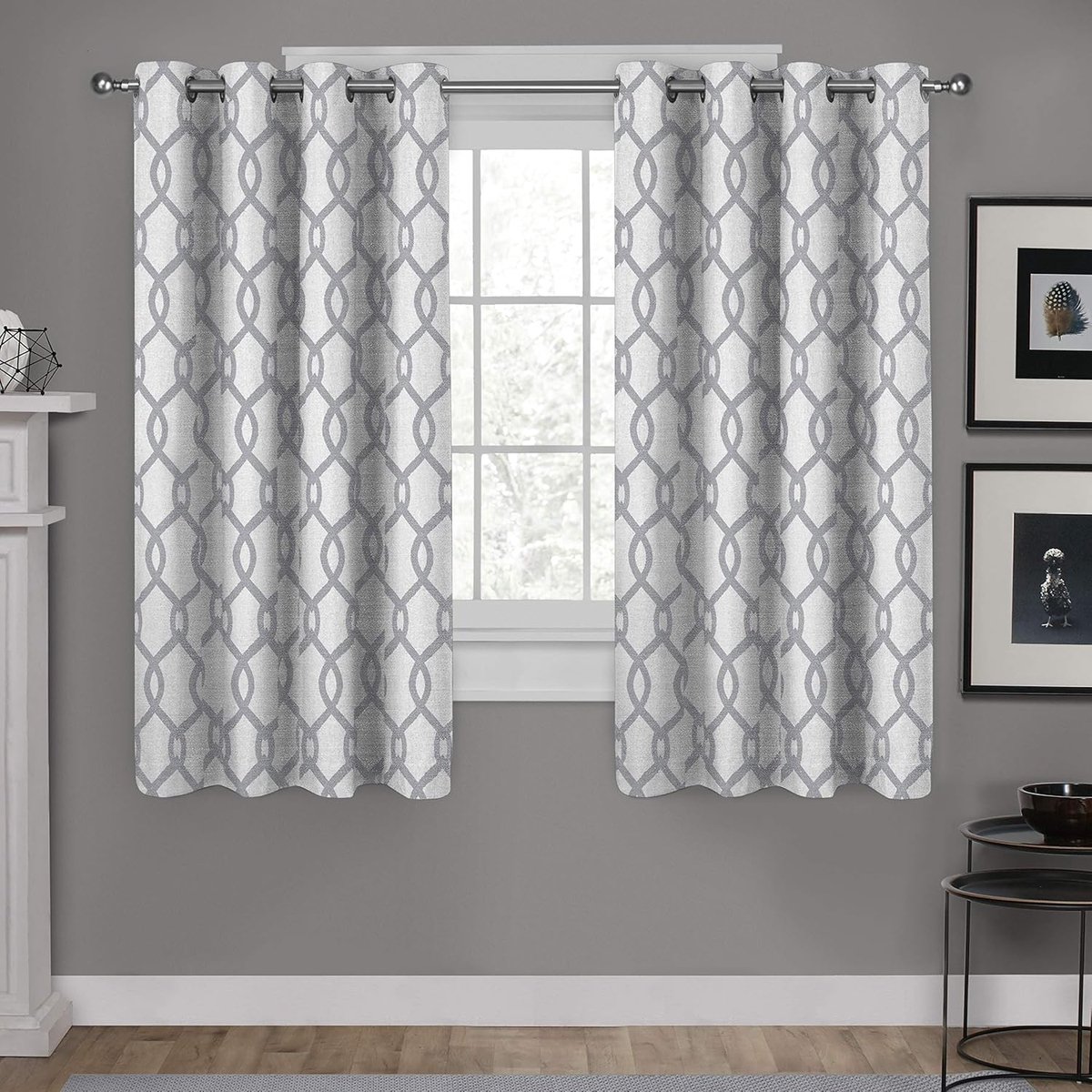 Home Curtains Ring-gordijnen, 1 paar, polyester, duifgrijs, 63" lengte