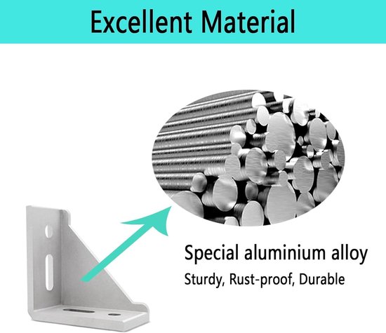 10 stuks bevestigingsmateriaal, hoek, 3060 aluminium profielverbinder, hoekbevestiging groef, hoekverbinder, aluminium hoekconnector voor hoeken, wandhouder, montagemateriaal, TAOZHUGONG (3060 - 10 — afbeelding 2