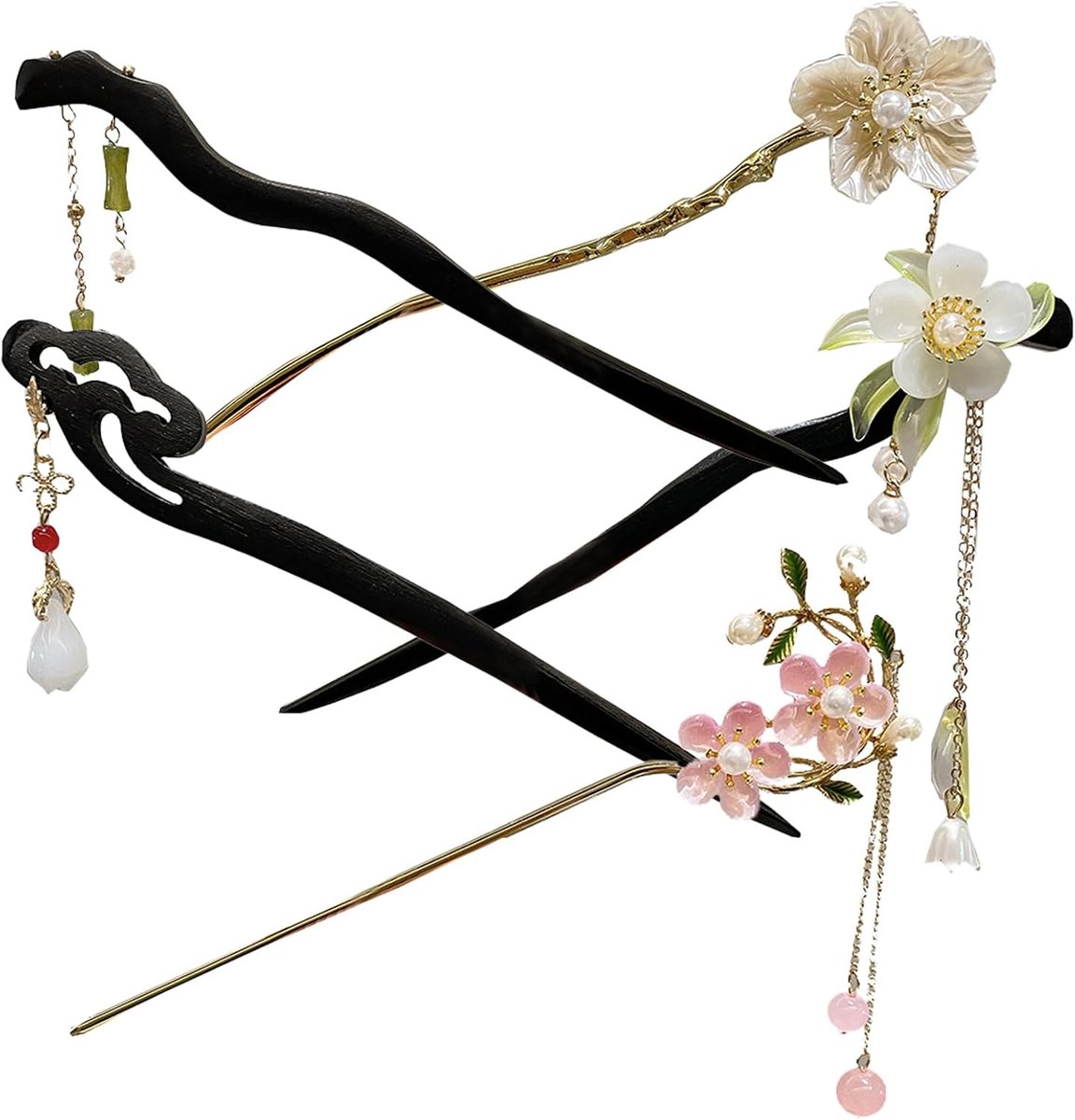 Haarspelden, haarspelden voor dames, retro Chinese bloem, haaraccessoires, bloem, kwasten, handgemaakt, haarspelden voor lang haar