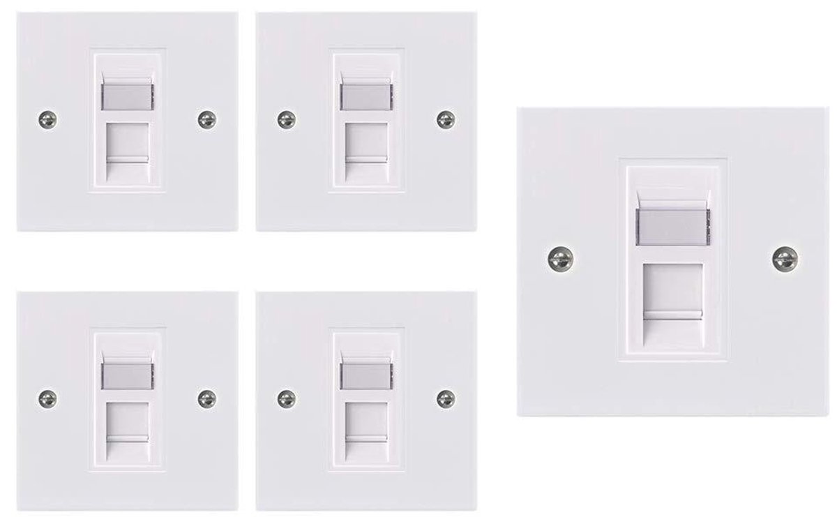 Netwerk Wandplaten - RJ45 Keystone - Netwerk Installatie - Cat6 Universele Aansluiting - 86 x 86 cm - Wit