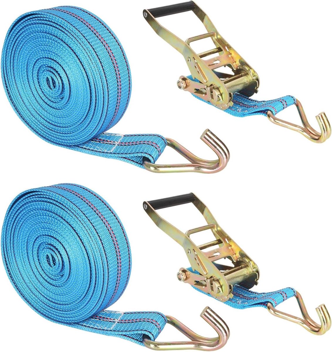 Ratelriemen Set - Sjorbanden Spanbanden - Bagage Vervoeren - 3000 kg Treksterkte - 10 meter - Blauw