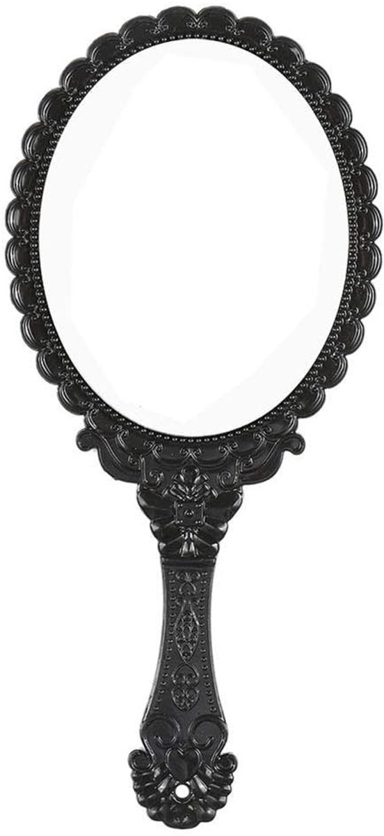 draagbare spiegel met handvat, kleine reispakket, compacte spiegels, vintage decoratieve make-up, cosmetische portemonnee spiegels voor meisjes vrouwen (zwart)