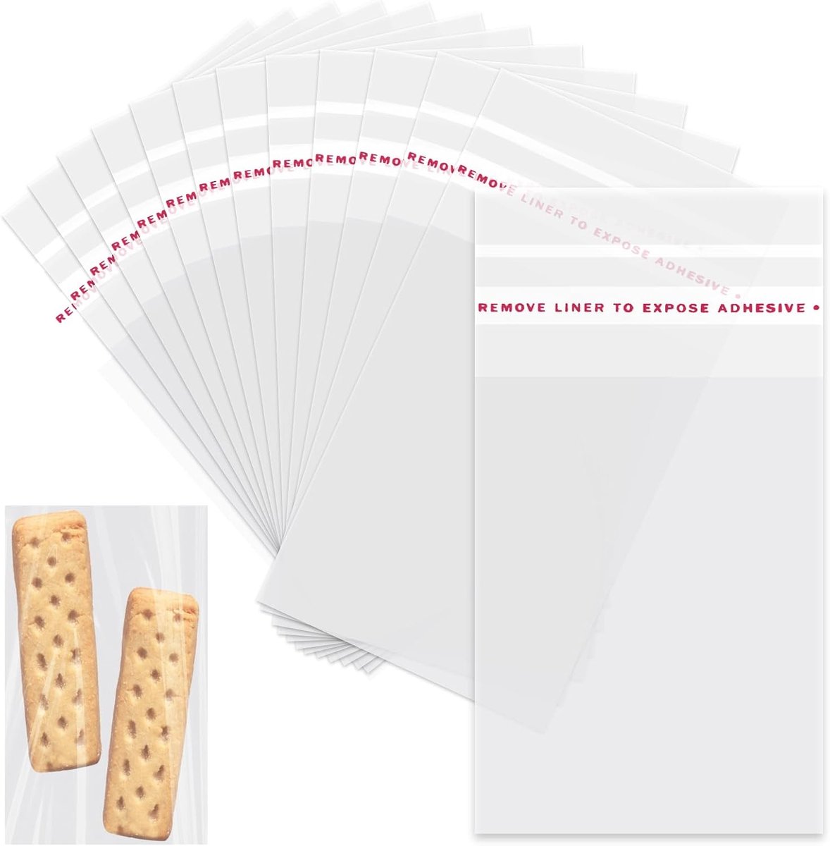 100 stuks zelfklevende OPP-zakjes, transparante plastic zakjes voor snoep, koekjes, sieraden, geschenken en knutselbenodigdheden, ideaal voor verjaardagsfeesten, transparant, 7 x 15 cm