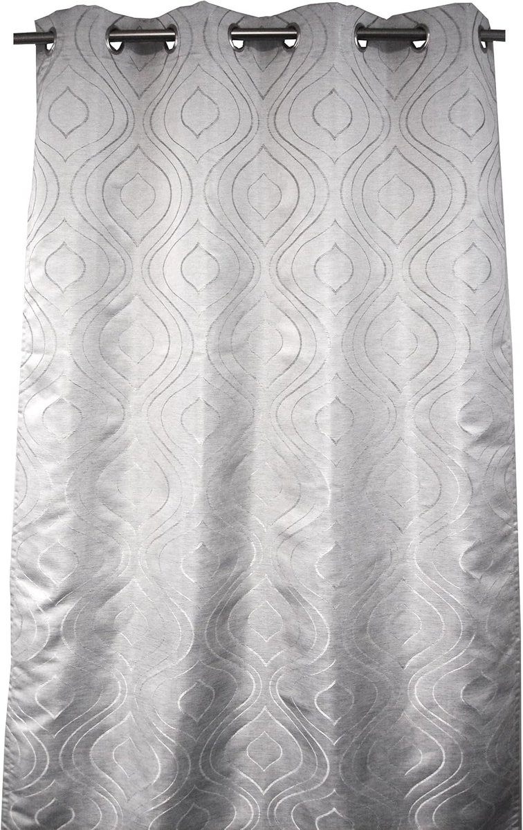 Echo Gordijn, polyester, wit, grijs, 270 x 140 cm