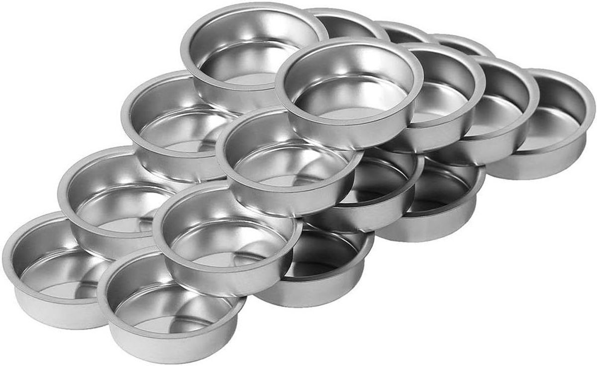 Theelichthouder Verzilverd - Kaarsenhouder Plat - Sfeerverlichting Creëren - Hoogwaardige Afwerking - 40mm Diameter - Zilverkleurig
