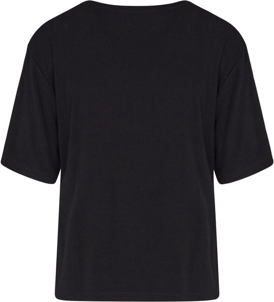 Zwart pyjamashirt met korte mouwen, achterkant.